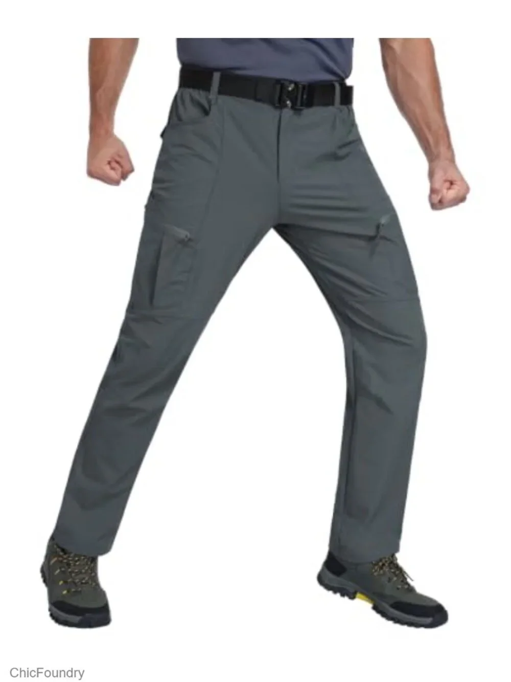 Men's Hiking Pants Lightweight Nylon Stretch Cargo Work Pants Waterproof Pockets